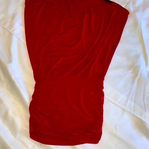 Symphony One Shoulder Red Cocktail Dress - Picture 3 of 9